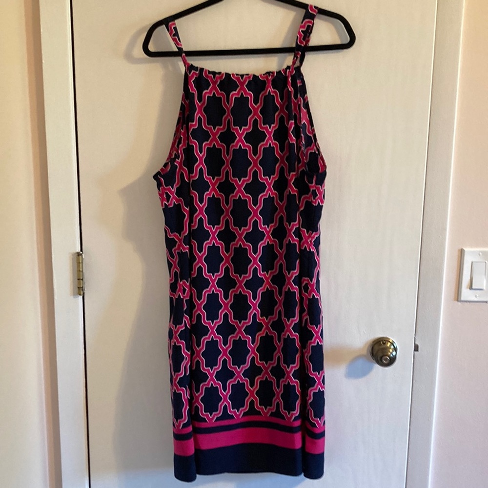Crown and Ivy halter dress.  Size XL.  Navy & Hot Pink.  Great Condition
